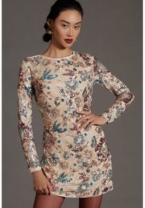 NWOT Anthropologie Sequin Mini Dress Size 1X Plus Size Cream